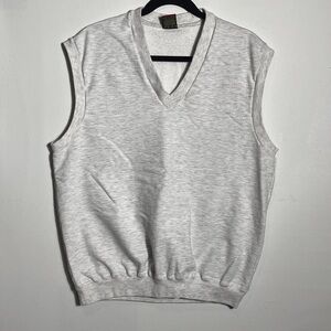 Vintage Cross Creek Men's Gray V-Neck Sweater Vest Large